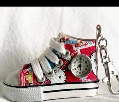 Hello Kitty Mini Sneaker Clock Keychain Sanrio Kawaii Charm Watch   Works