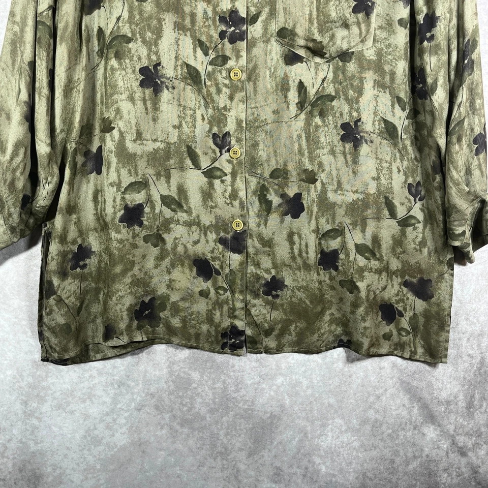 Conjunto de camiseta sin mangas Finity Naturals para mujer 1X verde estampado floral seda vacaciones Foto 3 de 4