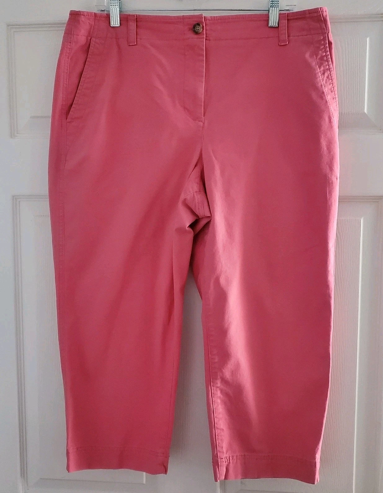 Talbots Capri Pant Deep Coral Women's 16 Petite Pockets Casual Beach Preppy