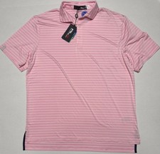 Ralph Lauren RLX Golf M2 Polo Shirt Short Sleeve Striped Pink/White SZ Large NWT