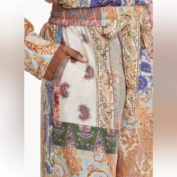 Zimmermann Devi 100% Silk Patchwork Drawstring Wi… - image 4