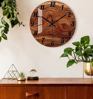 Wanduhr 40cm groß Holz rund DCF Funkuhrwerk Geräuschlos Selbsteinstellung 