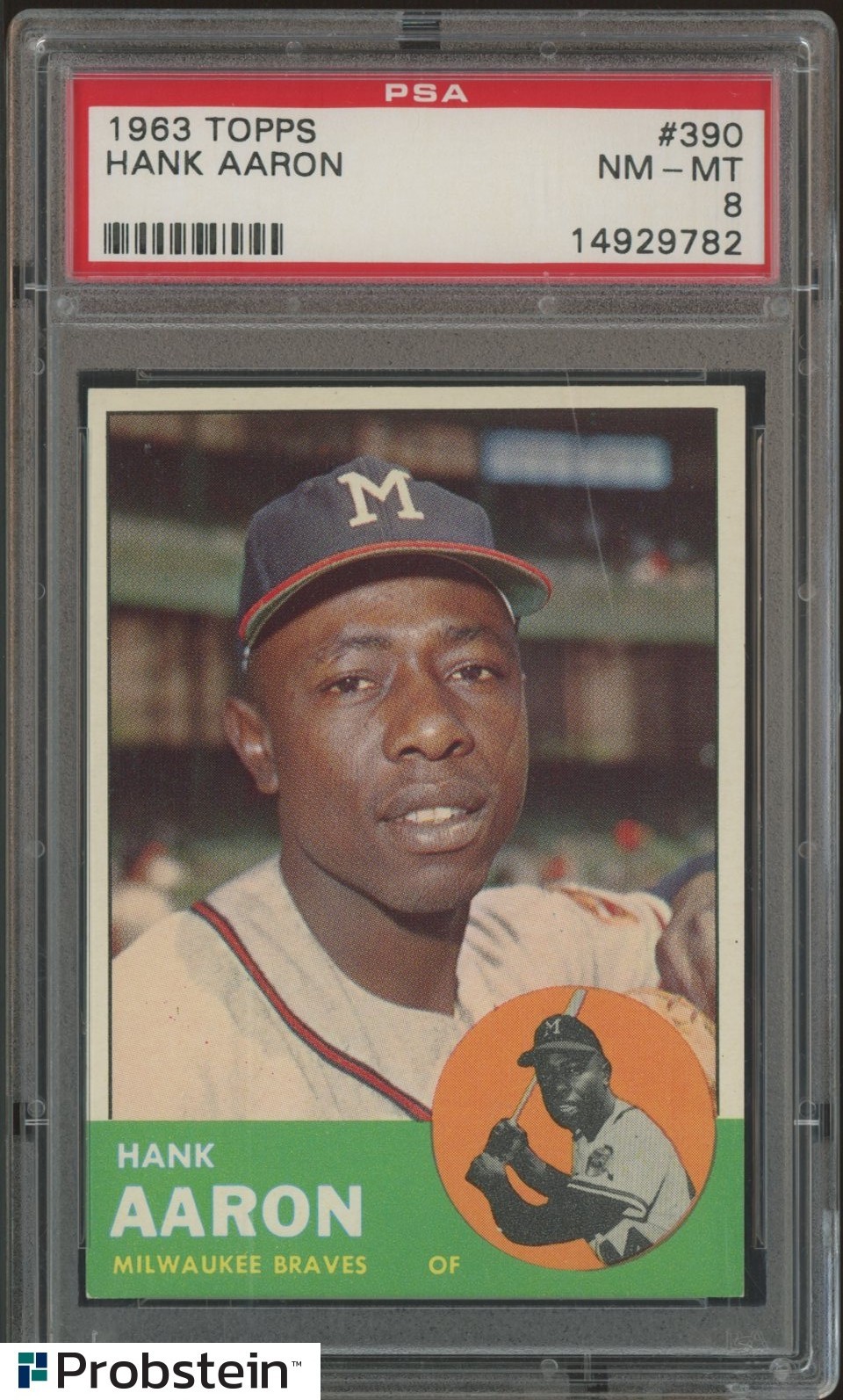 1963 Topps #390 Hank Aaron Milwaukee Braves HOF PSA 8 NM-MT " HIGH END "