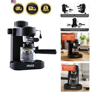 Electric Espresso Cappuccino Maker 4 Cup Capacity with Milk Frother Black Cof...