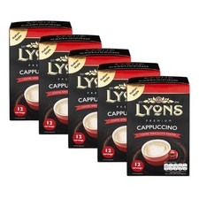 Image of 5 x Lyons Premium Instant Cappuccino Sachets Coffee (15g x 12s)