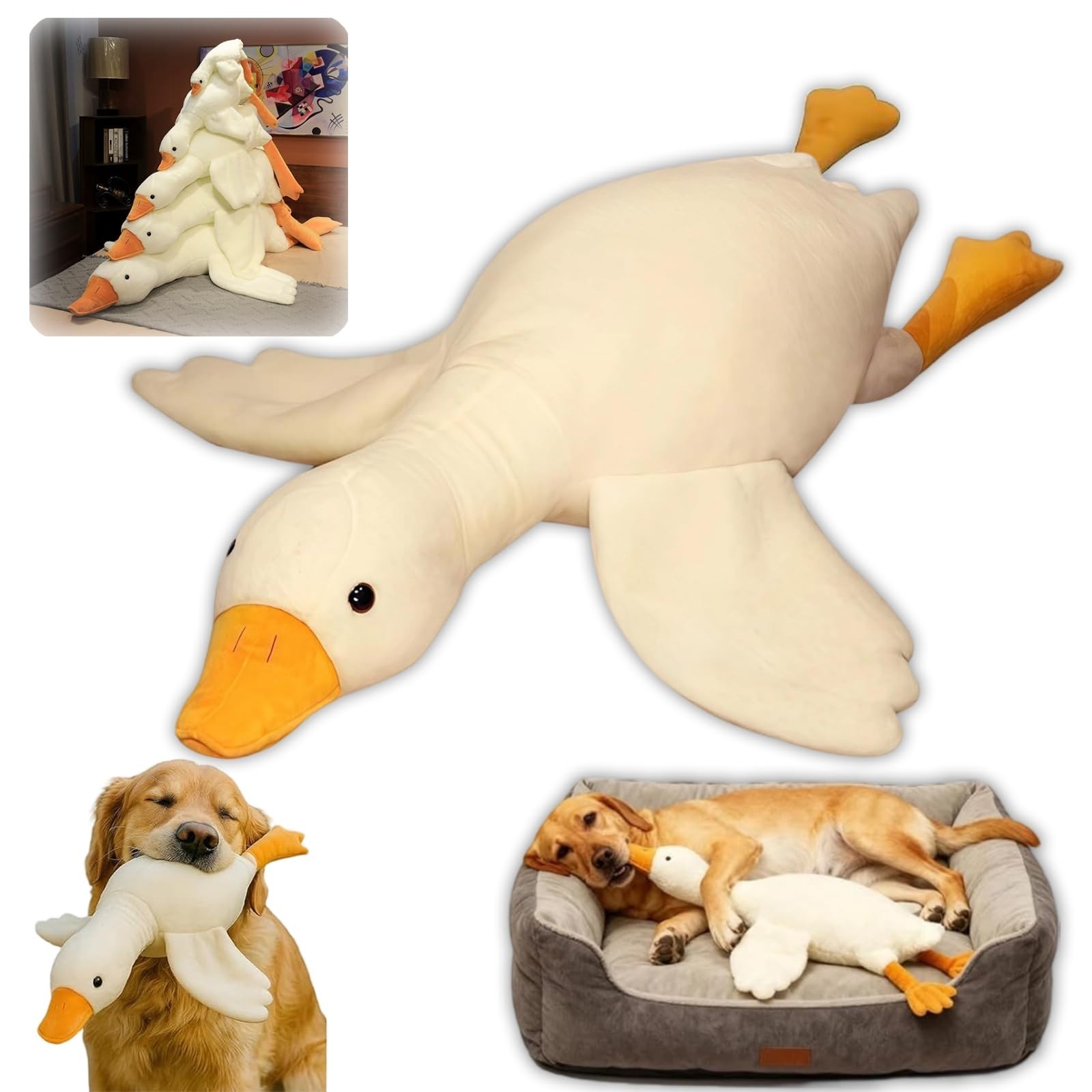 White Duck Dog Toy,Dogs Ducks Sleep Pillow Toy for Indoor Do
