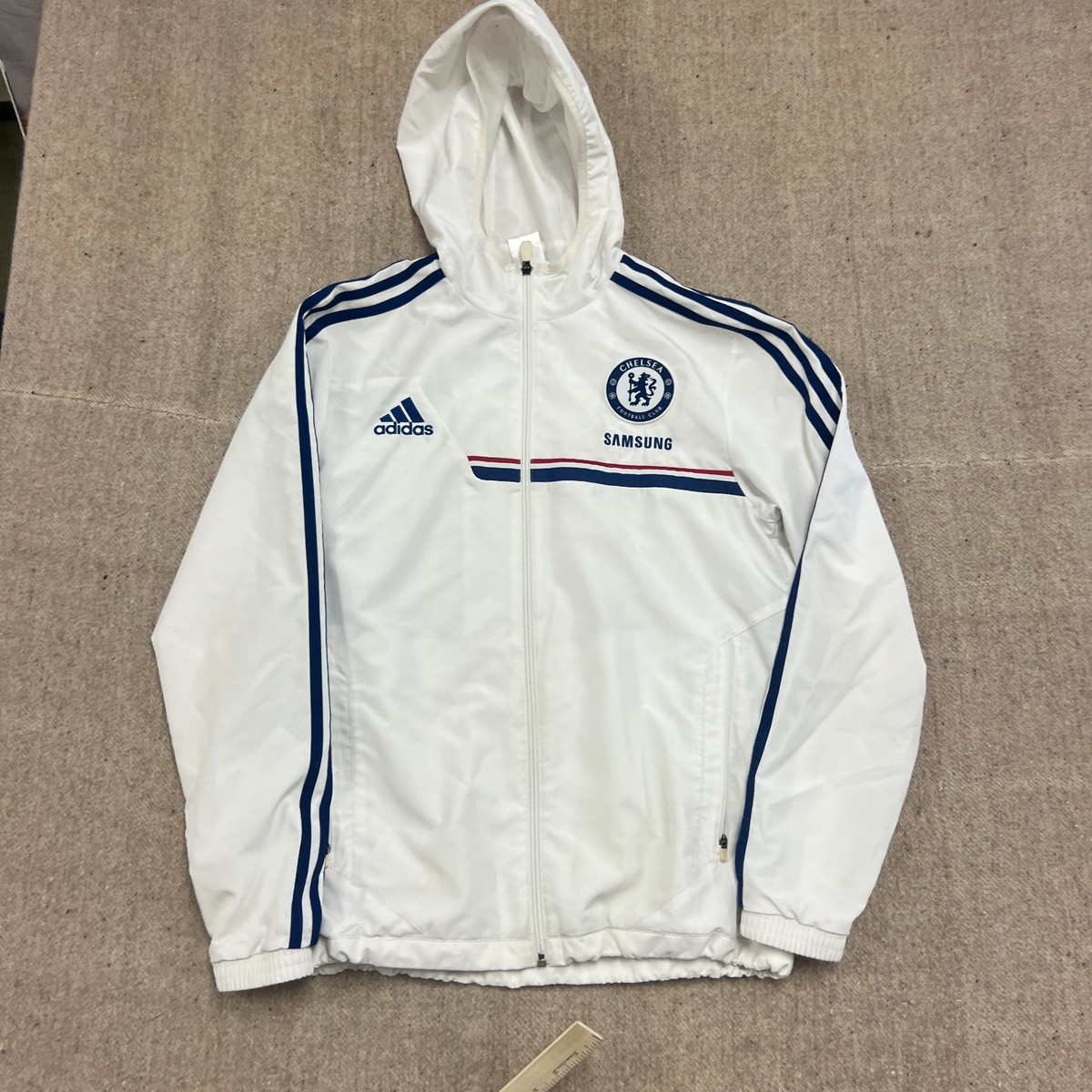 Chelsea Adidas Windbreaker Jacket Mens Small White 2013/2014