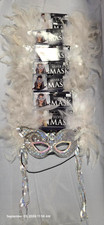 LOT of 8 Silver Ice Feather Masquerade Mask some damaged u fix 'em with 4 extras