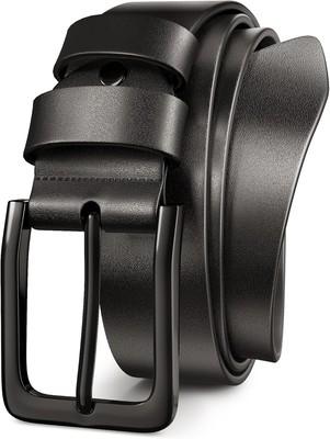 Mens Black Dress Belt,Genuine Casual Leather waist size 31-34'', 