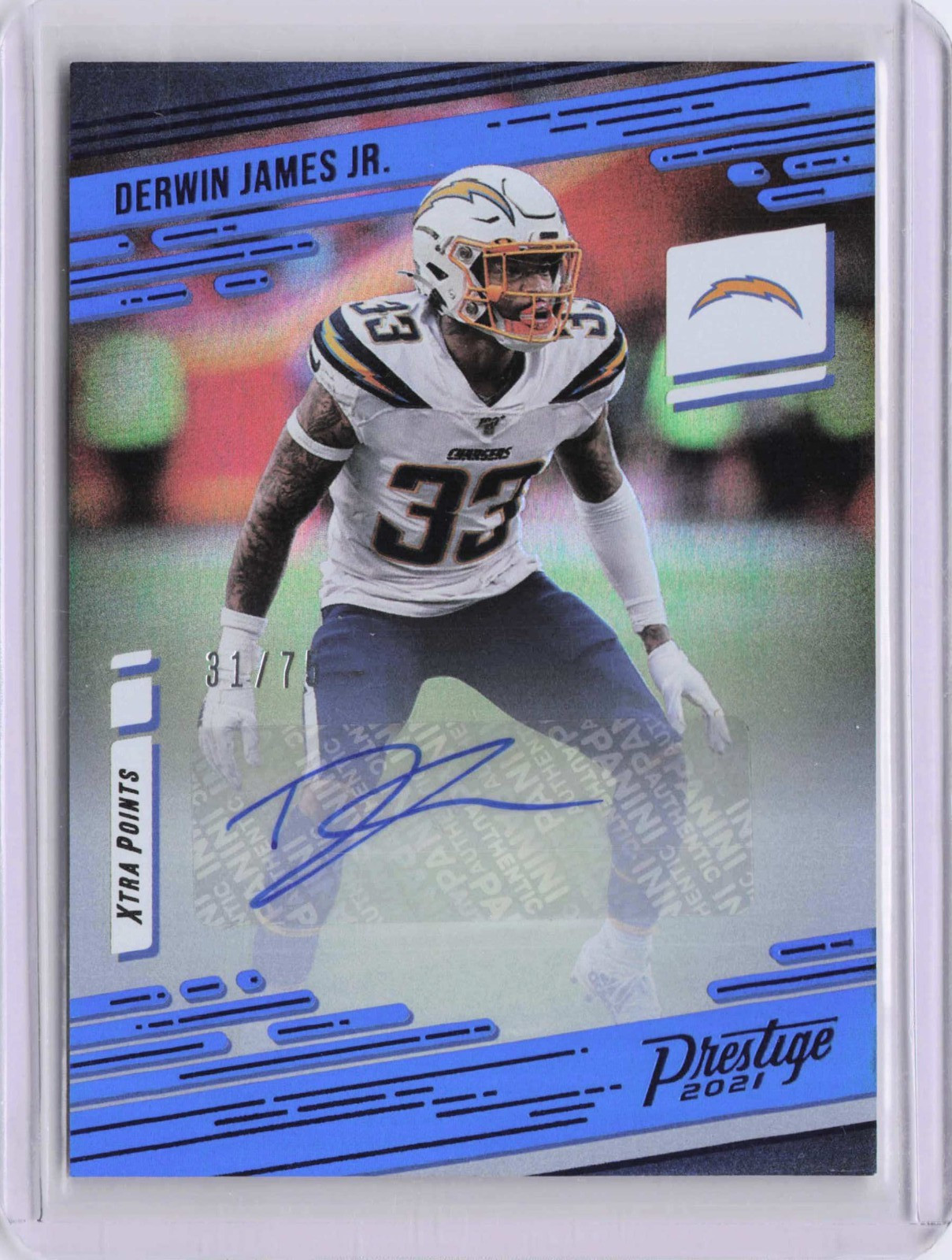 2021 Panini Prestige Derwin James Jr Blue Auto /75 Chargers 1251