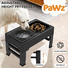 Pawz Elevated Pet Feeder 4 Height Adjustable Raised Dog Cat Slow Food Water Bowl