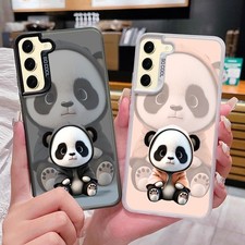 Cute Panda Case For Samsung S25 Ultra S24 S23 A16 A15 A35 A55 A34 A54 Hard Cover