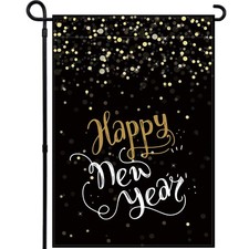 Happy New Year Decorations Garden Flags Double Sided Burlap Flag Winter Holid...