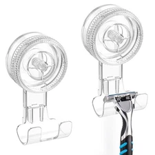 LUXEAR Suction Hooks, 2 Pack Razor Hooks Removable & Reusable Suction Shower