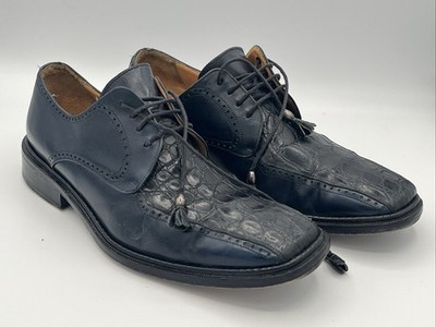 Vintage Mezlan Men s Genuine Crocodile Leather Shoes Blue And Black Size 9.5