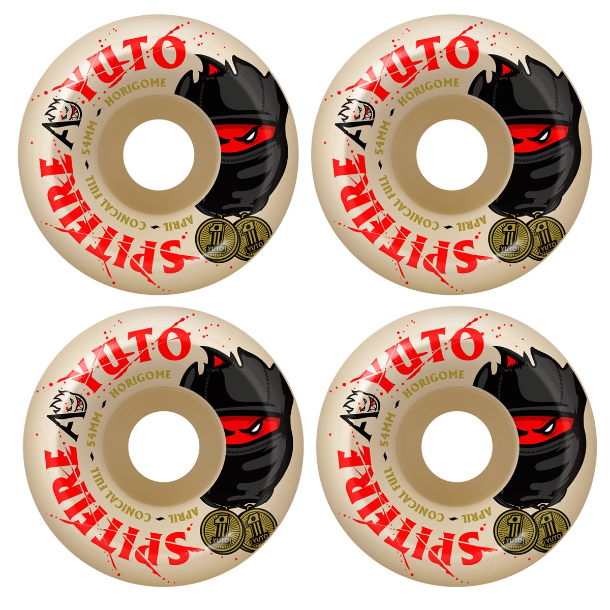Spitfire Skateboard Wheels 54mm F4 99A April Yuto Horigome Conical Full Natural