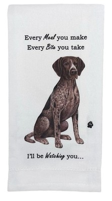 E&S Pets 711-83 German Shorthaired Pointer Dog Kitchen Towel, Off-white