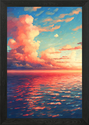 Lofi Evening Sky Pixel Art Framed Wall Art Poster Canvas Print Picture