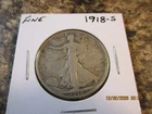 1918-S WALKING LIBERTY SILVER HALF DOLLAR FINE     95