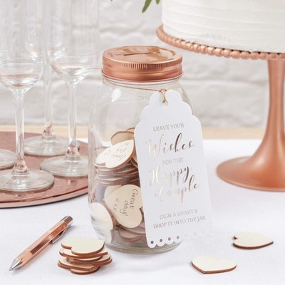 Rosegold Gästebuch Wunschglas