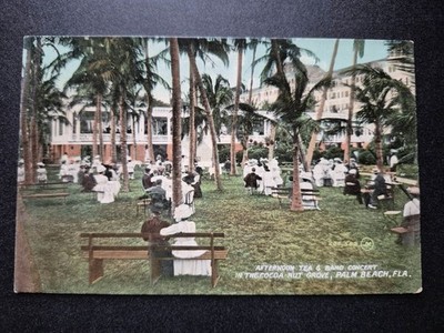 Palm Beach, FL. Coconut  Grove , Tea & Band Concert - 1910s Postcard
