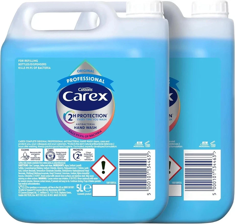 2 X 5L Carex Original Professional Antibacterial Hand Wash - Bulk Buy Eco Refill