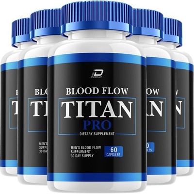 (5 Pack) Blood Flow Titan for Men Capsules   BloodFlow Titan Vitamin