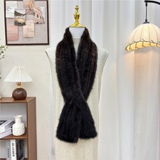 Braid Real Mink Fur Scarf 178 16 Cm Black Neck Wrap Handmade Unisex Gift Cape