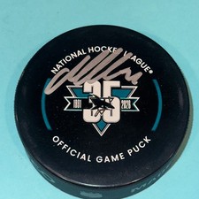 MACKLIN CELEBRINI Signed San Jose SHARKS 35th Anniv. Official GAME Puck Fanatics