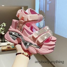 Summer Women Platform Sandals Buckle 10CM Wedges High Heels Pumps Shoes New