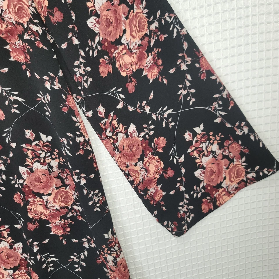 EUC Women Sz L XHILARATION Pink Rose Floral Long Blouse Long Sleeve Shirt Lined Foto 4 de 4