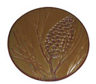 DWS/MWS Decorative Brown Glazed Pinecone Plate - Raised Design - 8" Diameter