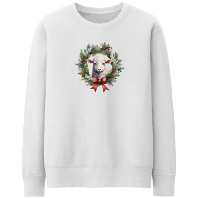 Christmas Lamb Wreath Womens Sweatshirt Wildlife Animal Her Xmas Sweater Men ...