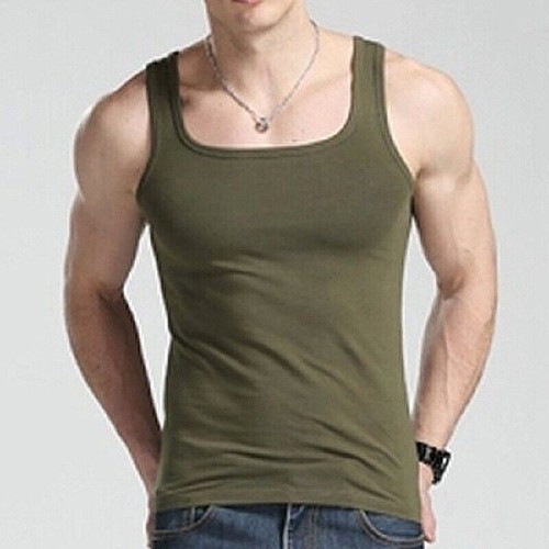 Men's Pure Cotton Casual Tank Tops Sports Fitness Breathable Vest Tee Undershirt - Picture 3 of 21
