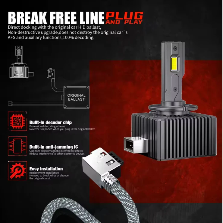 KIT COPPIA LAMPADE D3S LED UNIVERSALI DA XENON A LED 6000K BIANCO 30000 LUMEN - Immagine 4 di 4