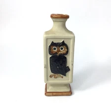 Vintage Bud Vase Owl Retro Boho 1970 Relief Pottery 5" H