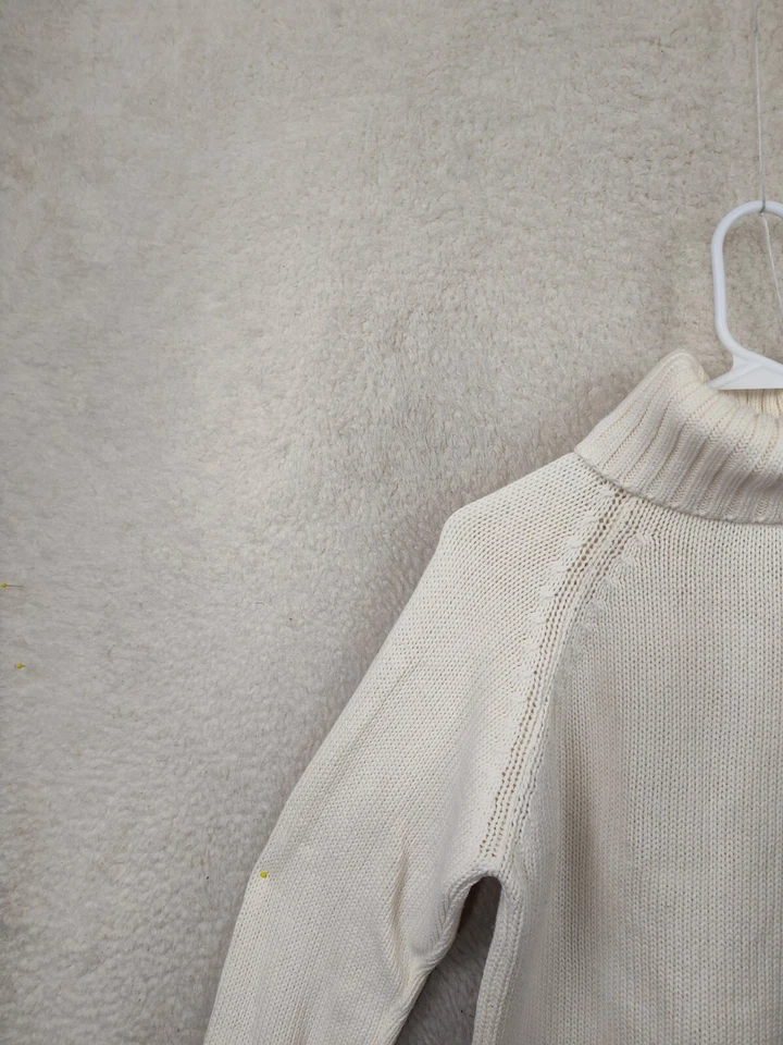 Calvin Klein Women Sweater Medium Cream 100% Cotton Long Sleeve Knit Pullover - Image 2 of 4