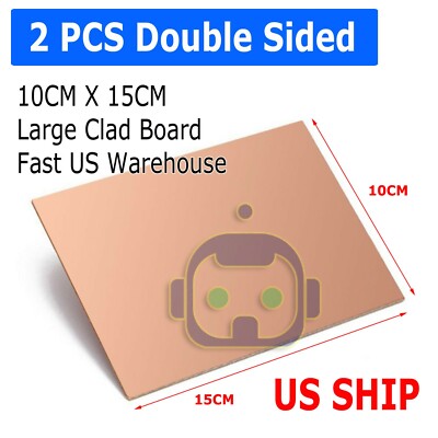 2-Pack Double-Sided Copper Clad PCB Boards - 10cm X 15cm, DIY Circuit Board For Prototyping & Electronics Projects
