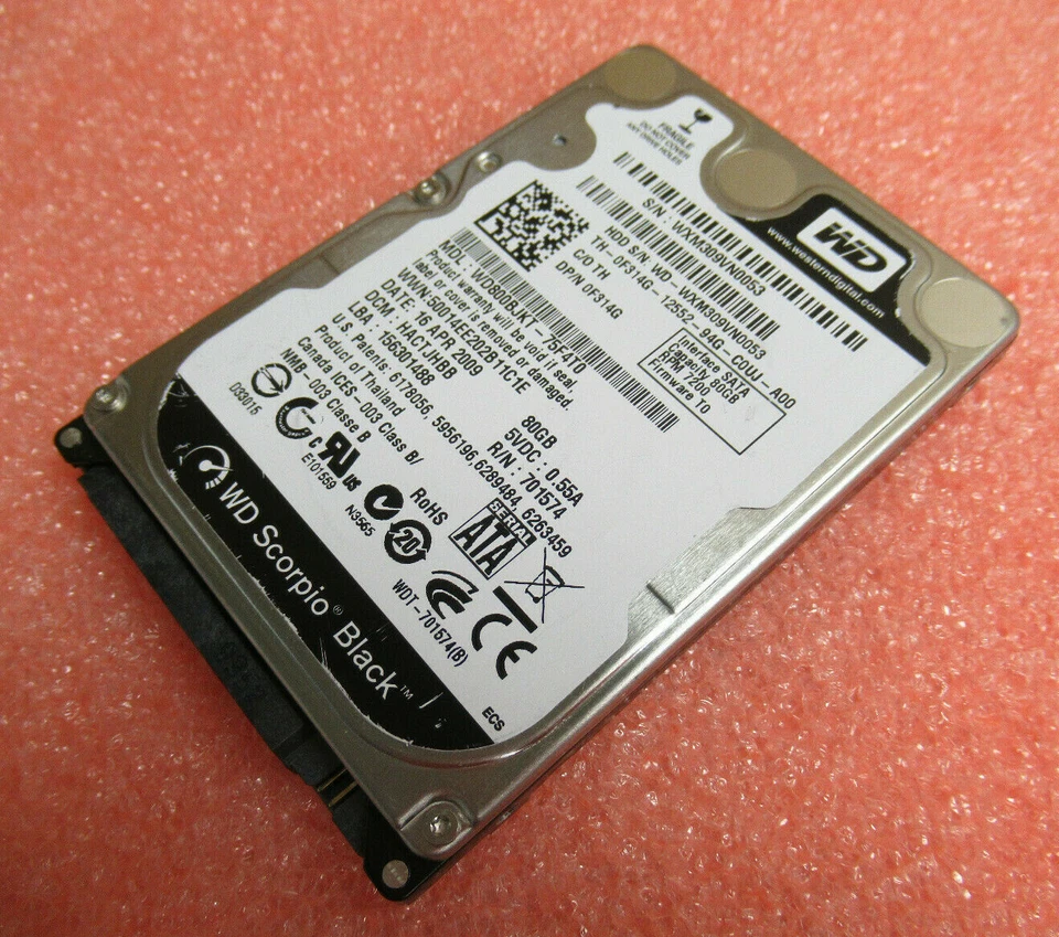Dell Western Digital WD800BJKT-75F4T0 80Gb 2.5" SATA 3GB/s 7.2K 16MB HDD F314G - Image 2 of 4