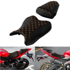 Black+Orange Driver & Passenger 2 UpSeat Fit For Yamaha YZF R6 YZFR6 2006-2007