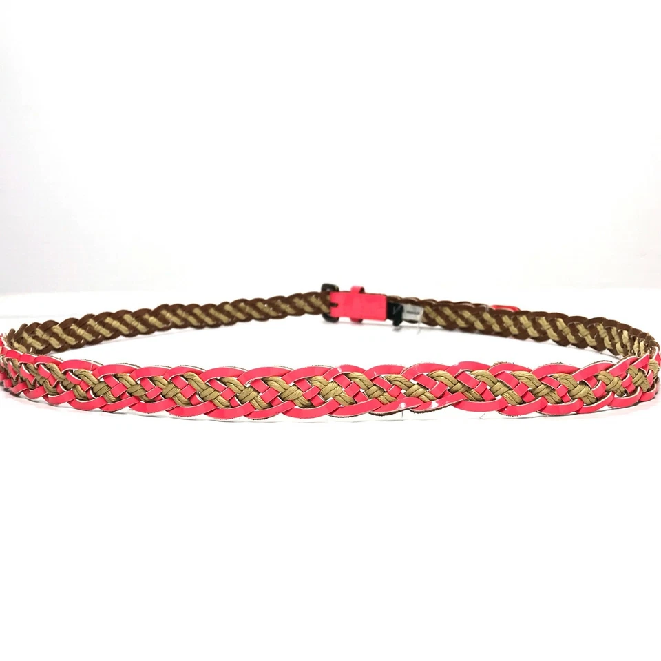 J. Cinturón Crew Mujer Pequeño-Mediano Rosa Beige Tejido Trenzado Fino Informal Damas Foto 3 de 4