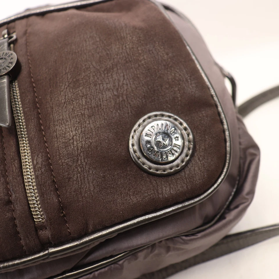 Kipling 斜挎包手提包女式 S 棕色人造麂皮绒旅行收纳袋钱包 — 第 3/4 张图片