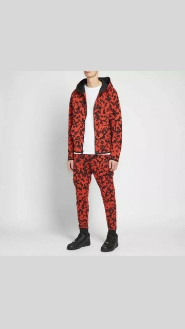 nike tech fleece tracksuit red