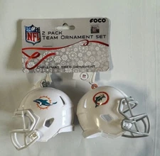 Miami Dolphins Helmet - 2 pack - Plastic Christmas Tree Holiday Ornament Logo