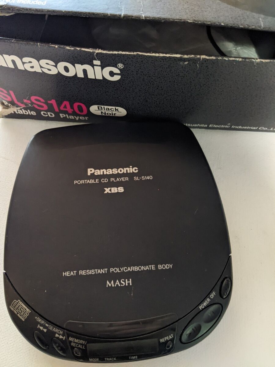 VTG Panasonic SL-S140 portable cd player black working w VTG Panasonic SL-S140 portable cd player black working w