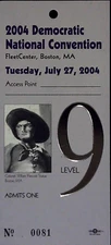 DNC Democratic Convention Ticket Stub FleetCenter Boston W Prescott 7/27/2004