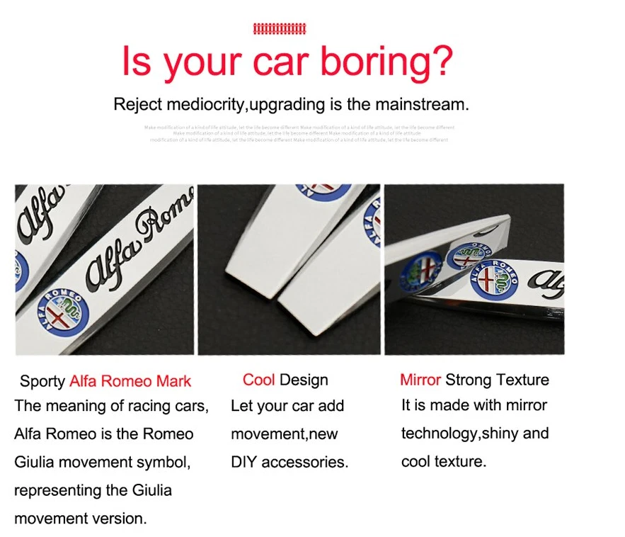 2 pegatinas emblemas guardabarros laterales Alfa Romeo insignias plateadas Foto 3 de 4