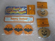 4 Packages Halloween Garland.- Bats, Ghost, Jack-o-Lantern, Pumpkins - NOS