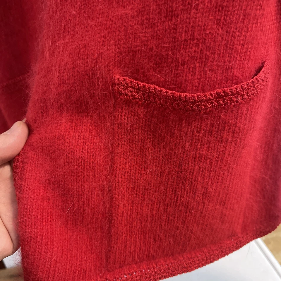 Cárdigan Adele Joyce Mujer Lana de Cordero, Angora Pelo de Conejo Rojo Talla S Foto 3 de 4