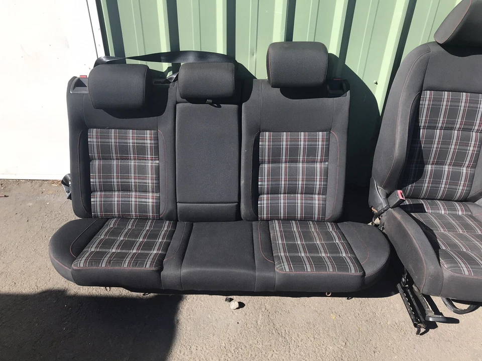 2010-2013 VW Volkswagen Golf GTI 2DR HTBK front & rear seat plaid seats pair oem Foto 3 de 4
